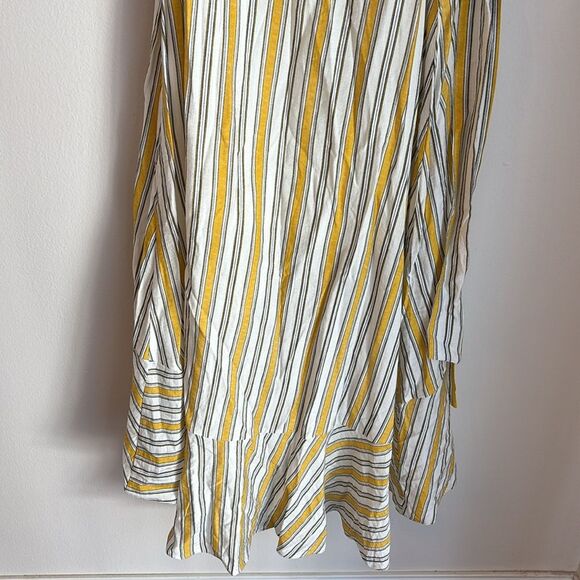 Lulu's Yellow White Striped high low ruffle preppy one shoulder Dress medium EUC - Picture 11 of 14